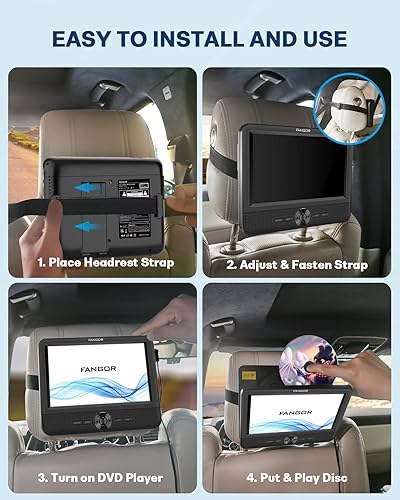 Miniatura 7 de FANGOR Reproductor de DVD portátil dual de 7.5 pulgadas para automóvil, reproductor de DVD de coche de pantalla dual Reproduce una misma o dos