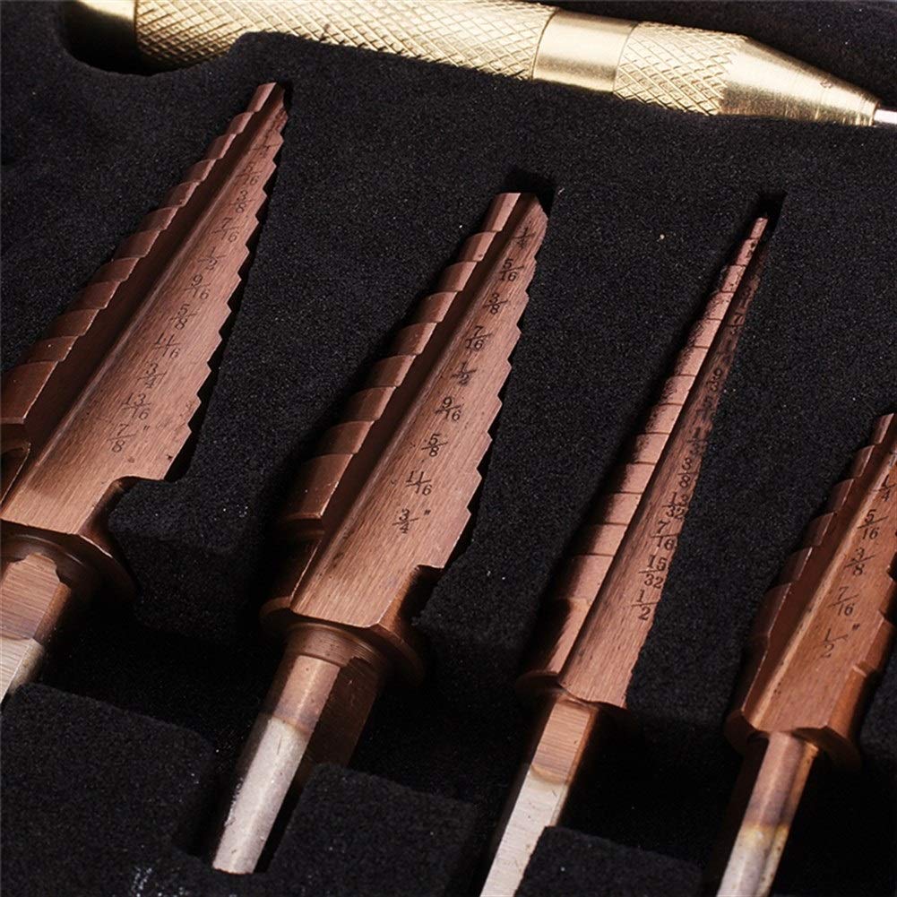 Herramientas, 6 uds., Brocas escalonadas recubiertas de Bronce HSS con Juego de Brocas centrales, Cortador de Agujeros, Herramienta de perforación, Todo Nuevo, Nunca Usado