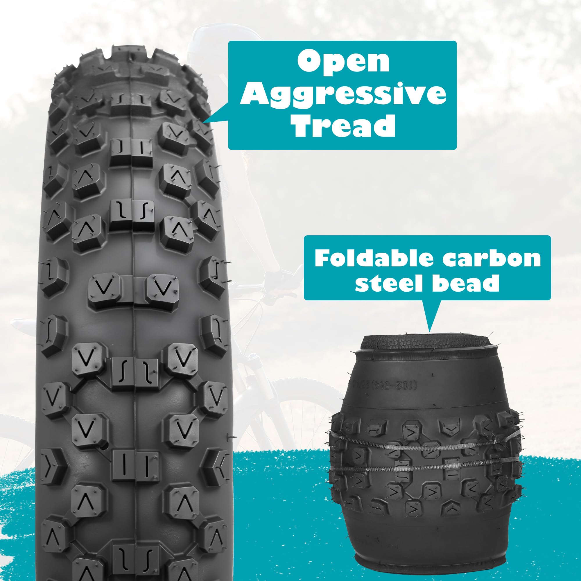 ZUKKA 2 opony rowerowe Heavy Duty, 26 cali, 26 x 4,0, płaszcz 102-559, składane, tłuszczowe opony do rowerów elektrycznych/górskich, kolor czarny