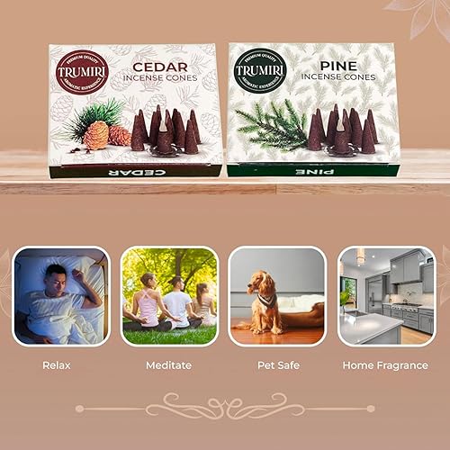 Miniatura 3 de Paquete combinado de conos de incienso, 10 cedro + 10 conos perfumados de pino