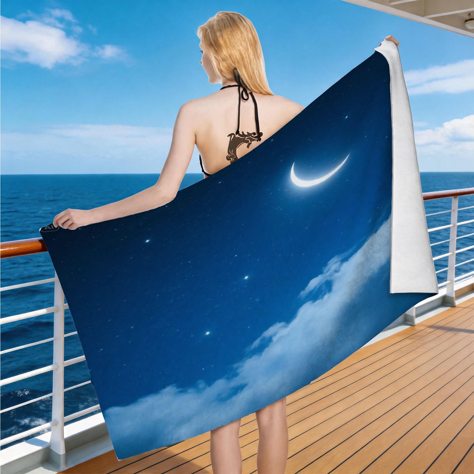 Hongduo Microfiber Quick Dry Beach Towel Starry Sky, 3D Chic Beach Towels Absorbent Fast Drying Bath Towels, Travel Camping Gym Swimming Bathroom (70x150cm)