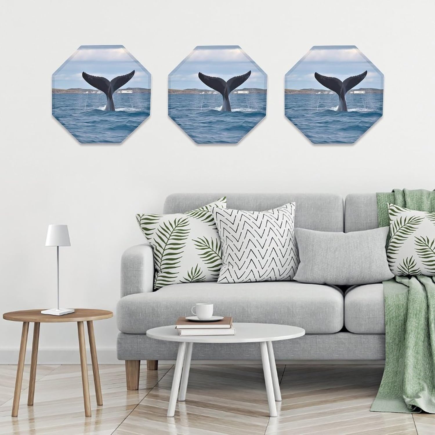 Ctagon Metal Sign for Home, Modern Display Plate for Kitchen, Whale Tail Plates Accent Hanging Wall Decorations 3PCS for Living Room, Bedroom, Hallway, Hotel