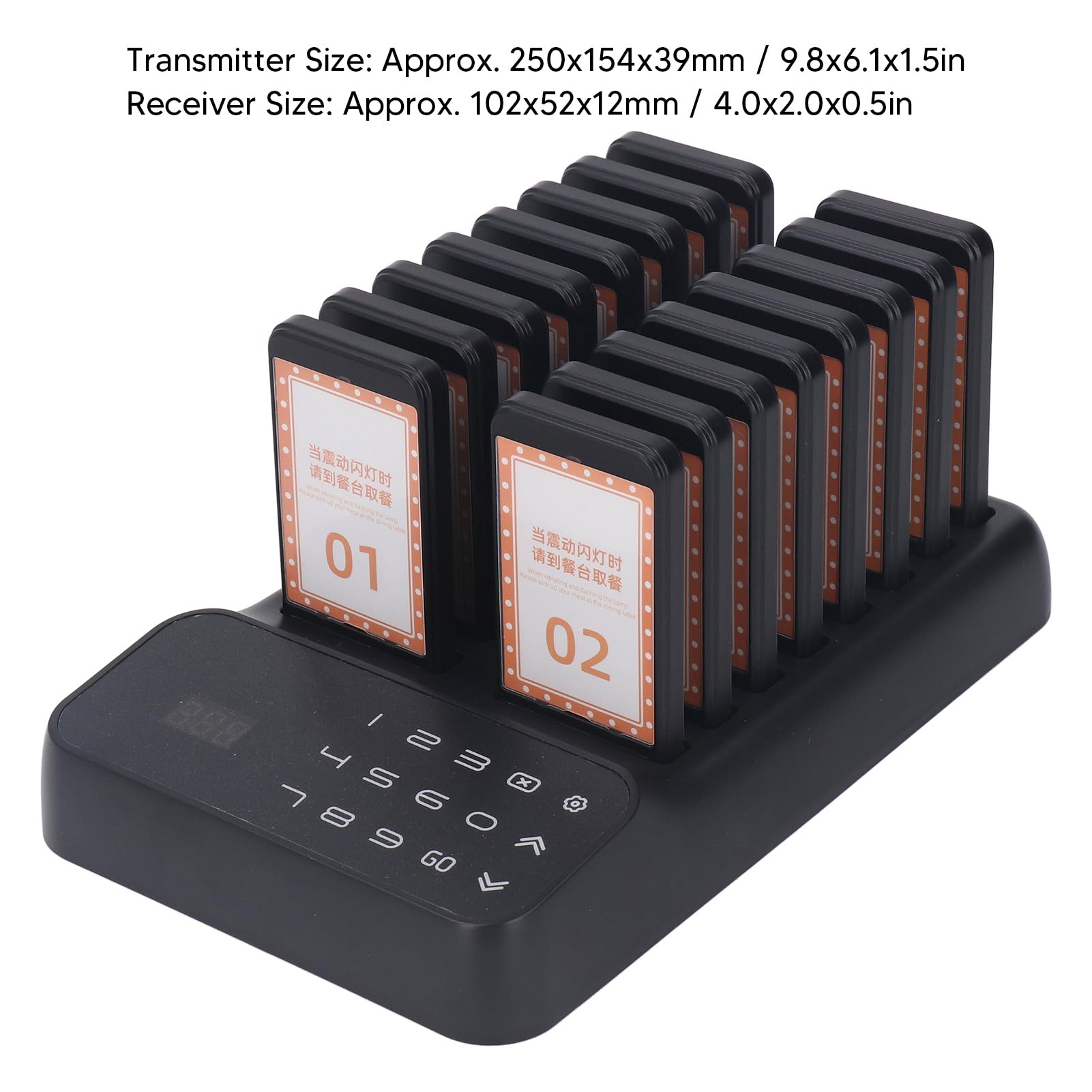 Tyenaza Sistema Cercapersone Ristorante, Sistema di Accodamento Chiamate Wireless Vibrazione dei Cicalini di Attesa del Ristorante 16 Cercapersone Ospiti(EU)