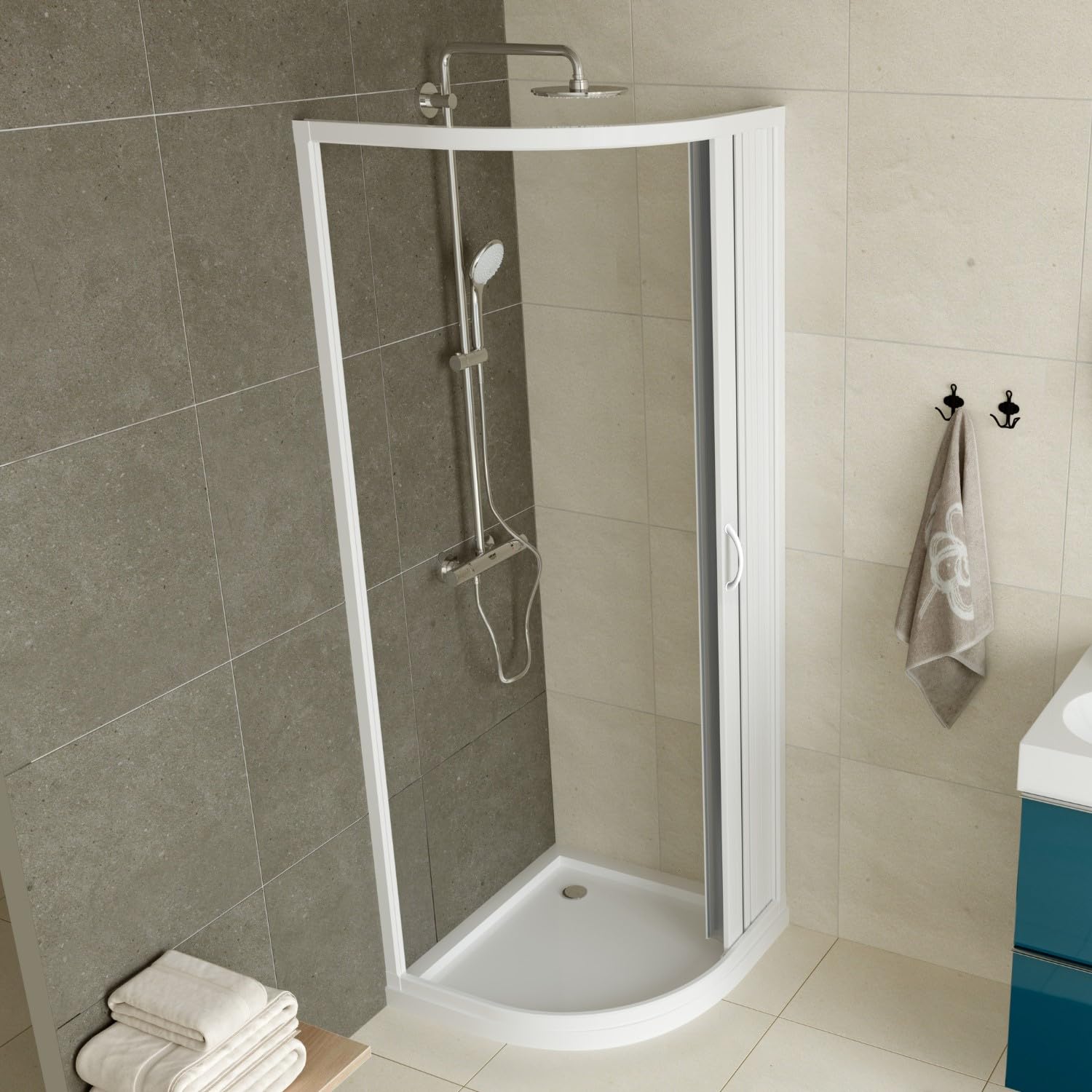Cabina de ducha de fuelle de PVC 80 x 80 cm H 185 mod. Loto con apertura lateral