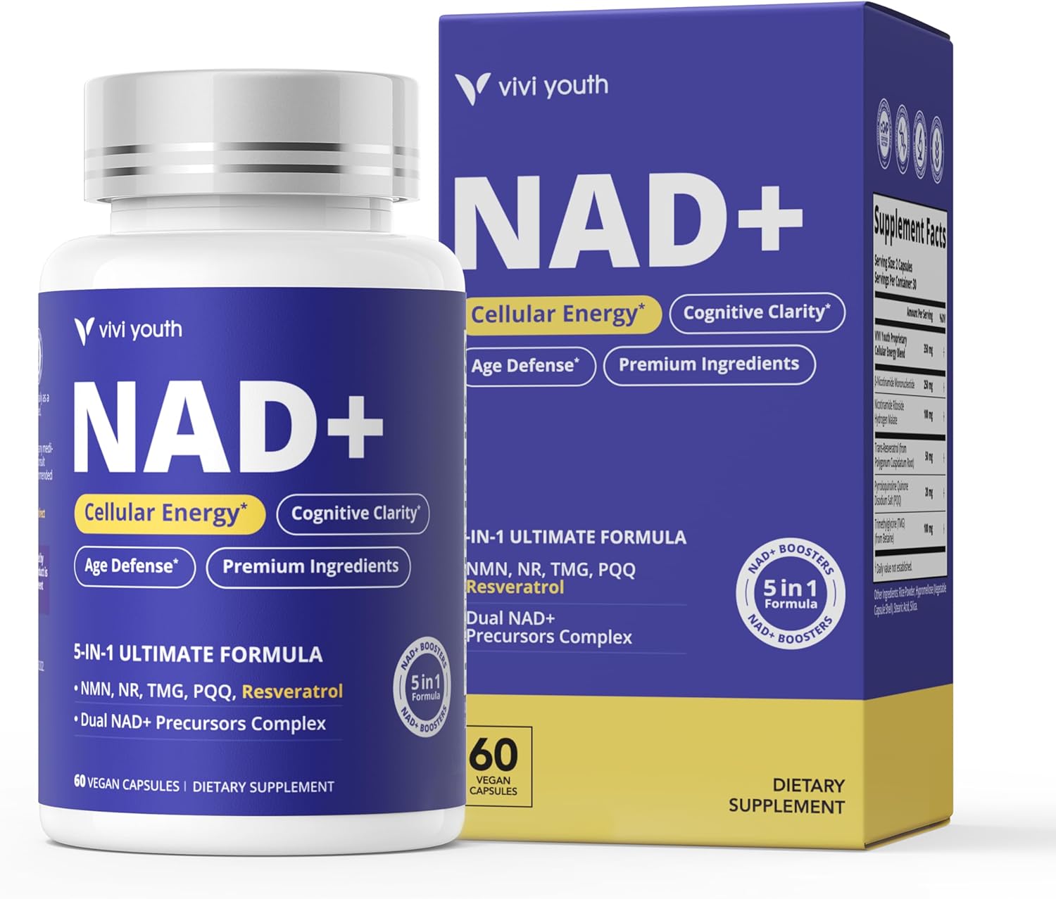 NAD+ Supplements for Women – Multi-Pathway NAD Booster for Energy, Focus & Metabolic Health – with NMN 250mg, NR 100mg, Resveratrol, PQQ & Betaine