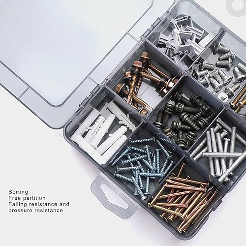 Miniatura 2 de Organizador de piezas pequeñas, caja organizadora de clasificación transparente de 15 rejillas con divisor extraíble, resistente al desgaste y