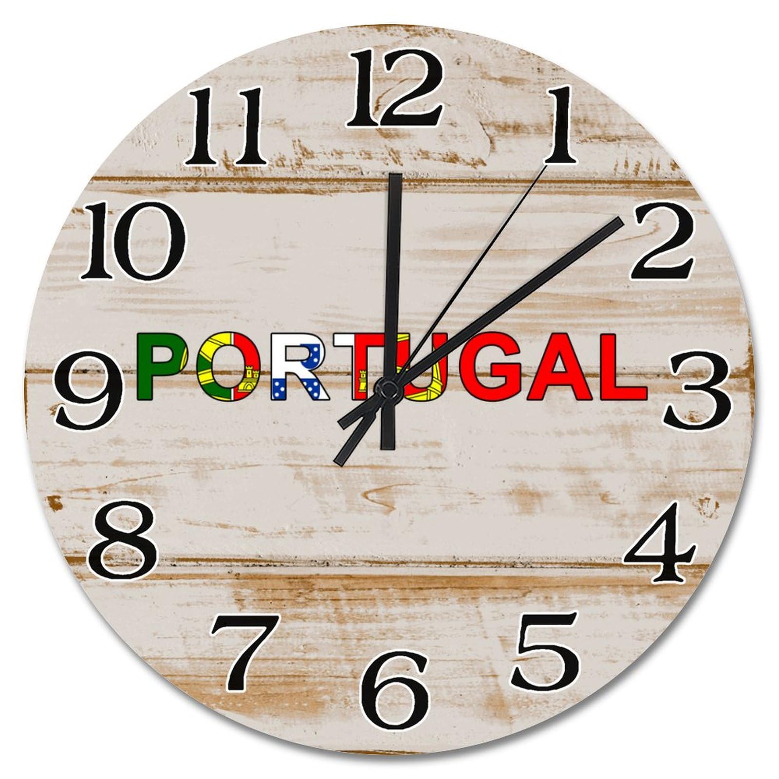 Décoration murale vintage horloge en bois 38 cm de campagne portugaise chic