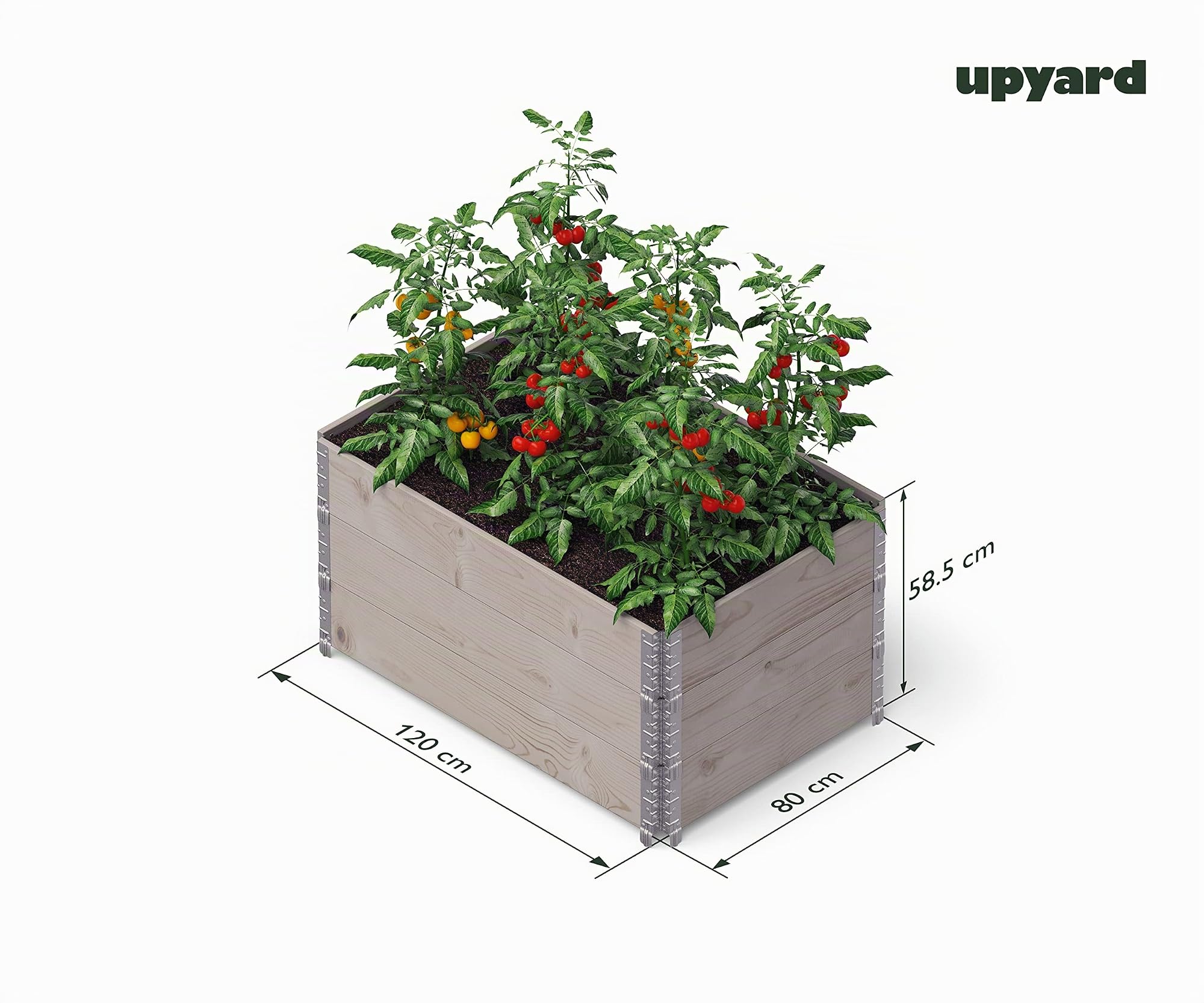 Upyard GardenBox 3er-Set - modernes Hochbeet aus Palettenrahmen - modulares Paletten-Hochbeete aus Holz für Garten und Terrasse - PEFC-Zertifiziert, 120x80x58,5, Grau