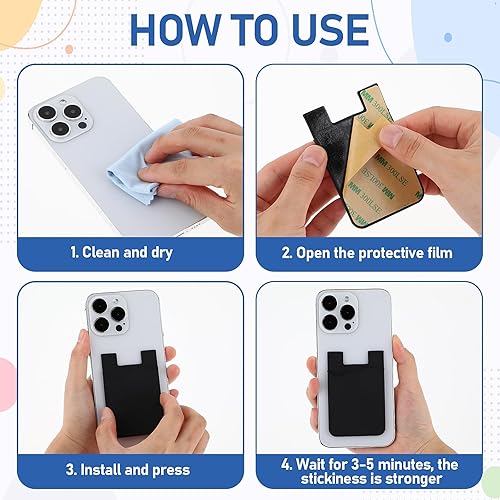 Miniatura 4 de Paquete de 5 carteras para teléfono, tarjetero de silicona para la parte posterior del teléfono, fundas para tarjetas de crédito, bolsillo para