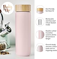 Vista 2 de Pinky Up Tatyana - Taza de cerámica con infusor de té de acero inoxidable, taza de viaje con tapa para té de hojas sueltas, perfecta para rutinas