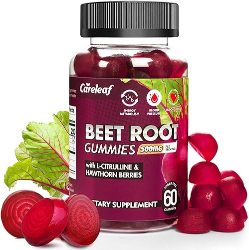 Gomitas veganas de raíz de remolacha sin azúcar para la presión arterial, gomitas de remolacha con L-citrulina y extracto de espino, sabor a