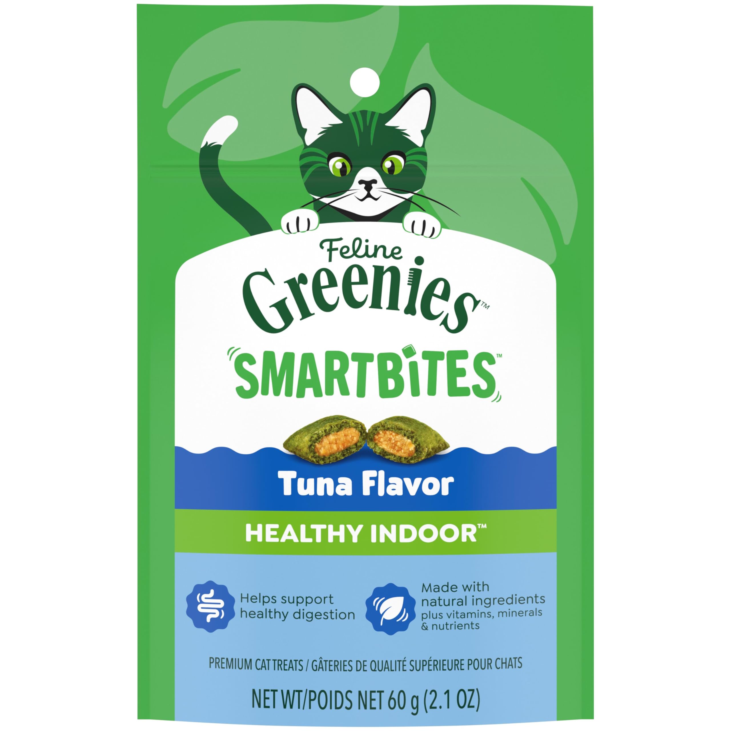 Greenies Feline Smartbites Healthy Indoor Cat Treats, Tuna Flavor, 2.1 oz. Pack