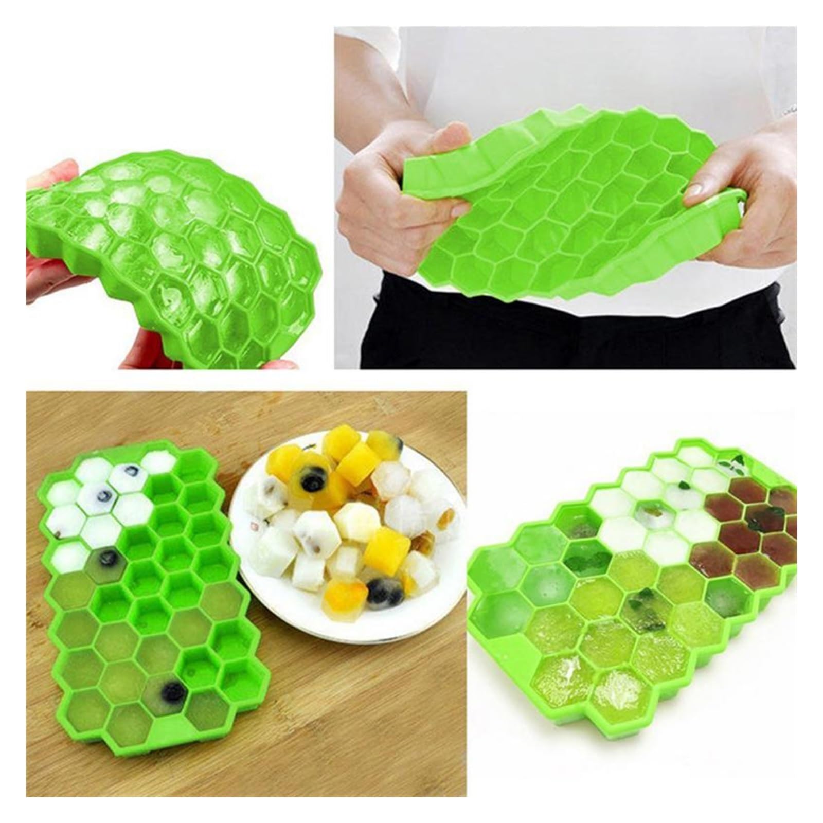 Vassoio per cubetti di Ghiaccio Rimovibile Macchina Creativa per Ghiaccio Stampo per Ghiaccio 37 Fori 1 pz Vassoio a Nido d'Ape con coperchi Cocktail di Whisky (Color : White No Lid)