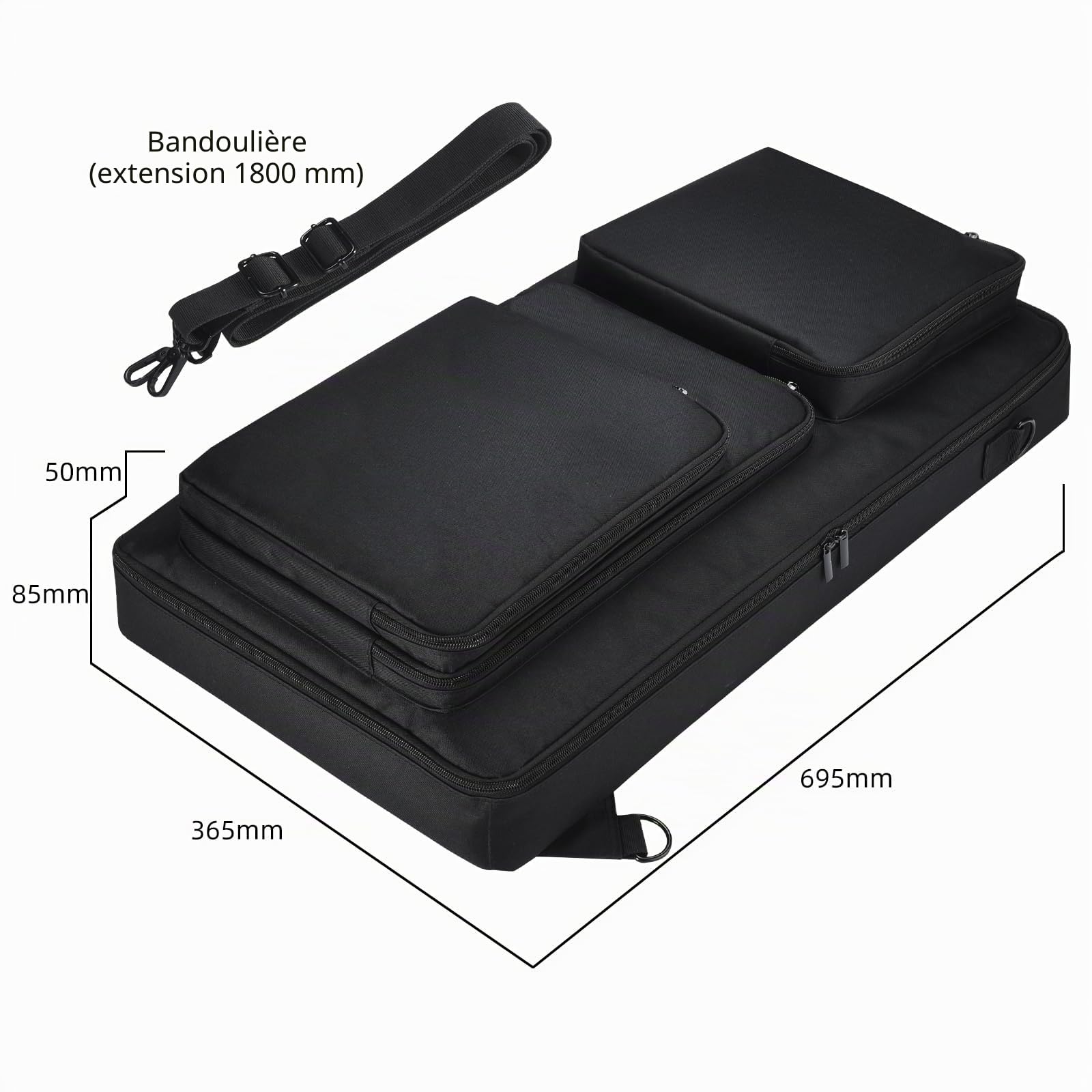 Housse Transport pour Pioneer DDJ-FLX6/GT, avec Bandoulière | Polyester 900D Déperlant, Doublure Velours, 3 Poches Avant dont 1 pour PC 17", pour Numark NS4FX/Mixtrack 800/808