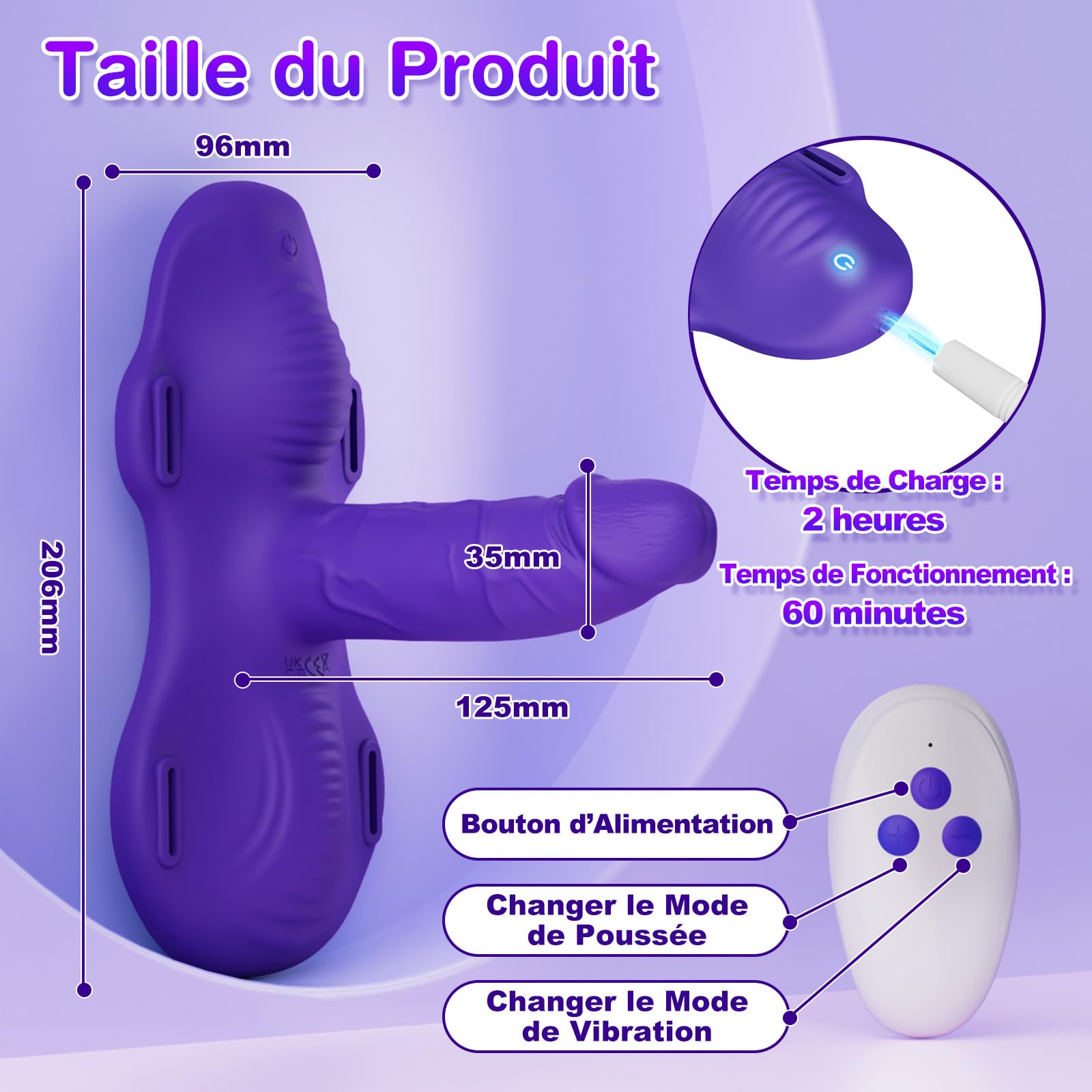 Gode Vibro-masseur Va et Vient Sex Toýs Femme - Godes Ceintures Vibromasseurs Feminin à Distance avec 3*12 Modes de Poussée & Vibration Stimulateur Clitoridien Godemichets Anus Homme Sex Toys Couple