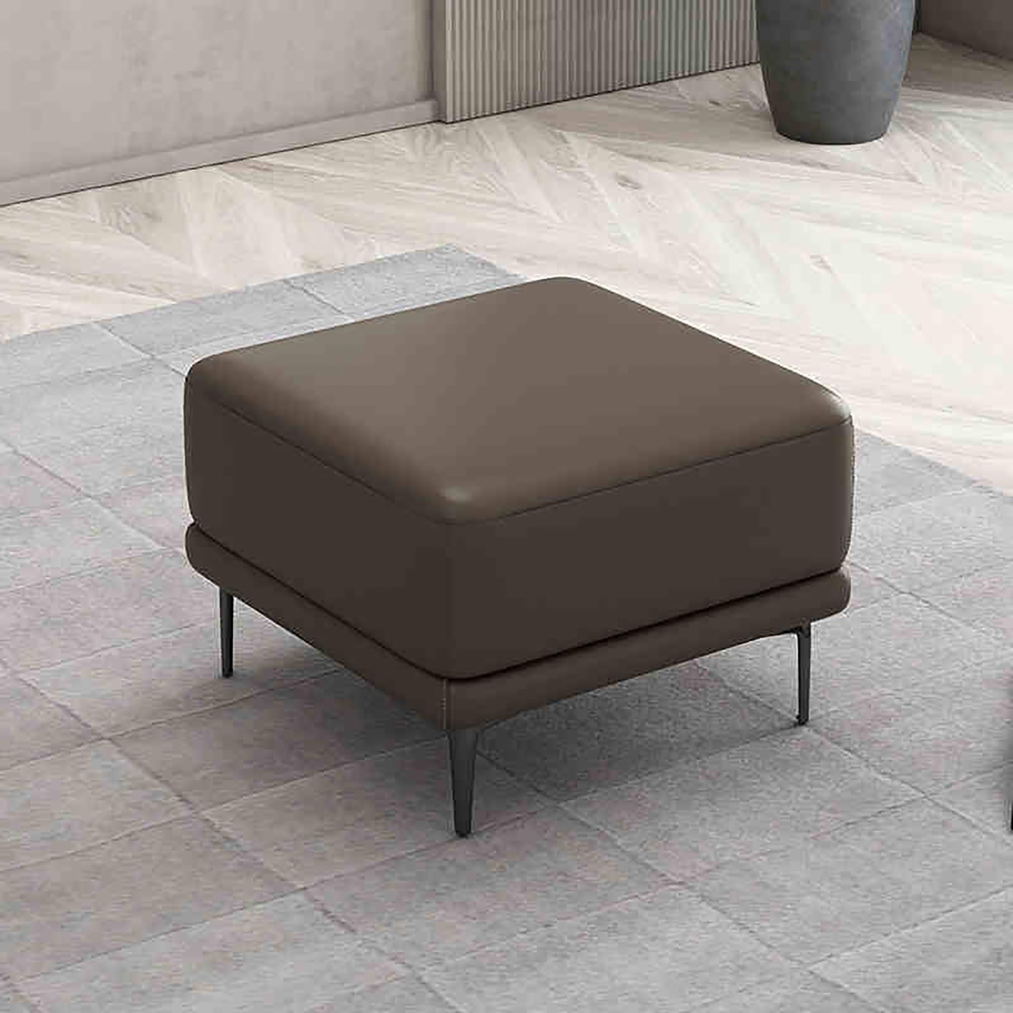 LMMIAOZ Leather Foot Rest Bench for Living Room Large Square Coffee Table and Shoe Change Stool Upholstered Oversized Pouffe Footstool (Brown 40x40x42cm)