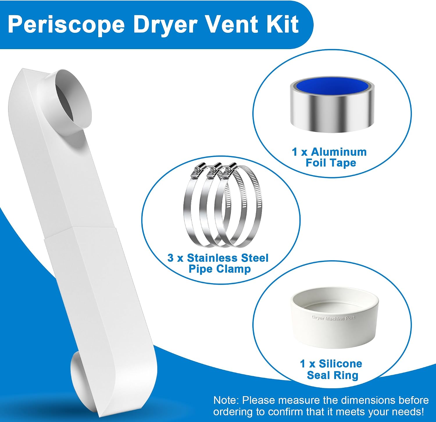 Periscope Dryer Vent Kit 9.5-14.5" Adjustable Telescoping Duct, Stainless Steel Flat Slim Design for Tight Spaces, Fits Whirlpool & All Standard 4-Inch Dryer Vents