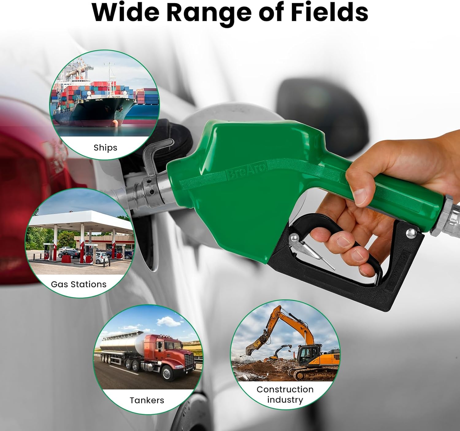 3/4" NPT Auto Shut Off Fuel Nozzle with Hook, 3-Speed Padlock, 9-16 GPM, 15/16" Spout for Gasoline, Diesel, Biodiesel up to B20, E15 & Kerosene