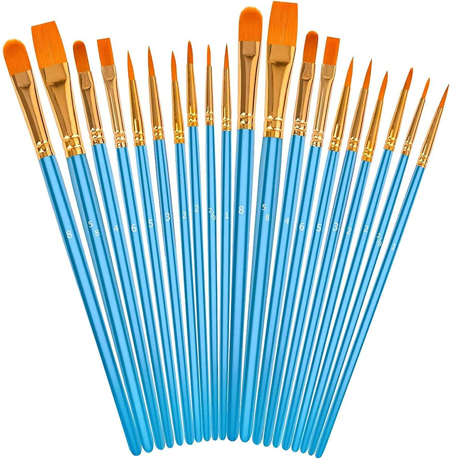Soucolor Acrylic Paint Brushes Set, 20 Pcs Pointed Tip Artist Paintbrushes | Soft,No-Shed Bristles for Acrylic for Acrylic Oil Watercolor Canvases Rock Nail Miniature Detailing Drawing Art Supplies