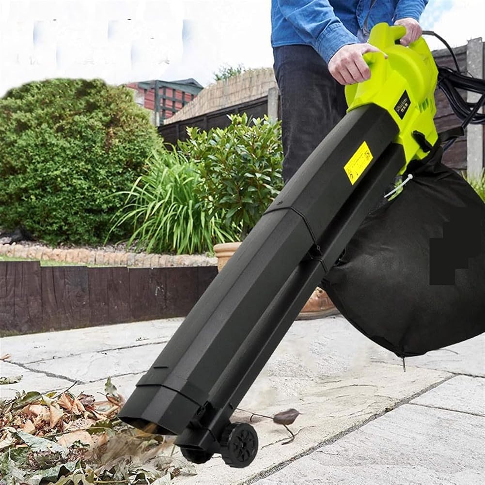 Soplador/aspiradora/trituradora de hojas inalámbricos de 20 V, soplador de hojas eléctrico duradero multifunción para jardín, recolector de hojas, con bolsa recolectora de 40 l y cable de alimentación