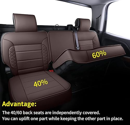 Vista 36 de LUCKYMAN CLUB D04-S2 Fundas de asiento de cuero sintético impermeable con funda de consola central (juego completo, negro y rojo)