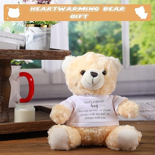 Miniatura 6 de DEEKIN 2 piezas Here is a Special Hug Little Bear de peluche, oso de condolencia, regalo con ropa, regalo de abrazo de oso para niños, niñas,