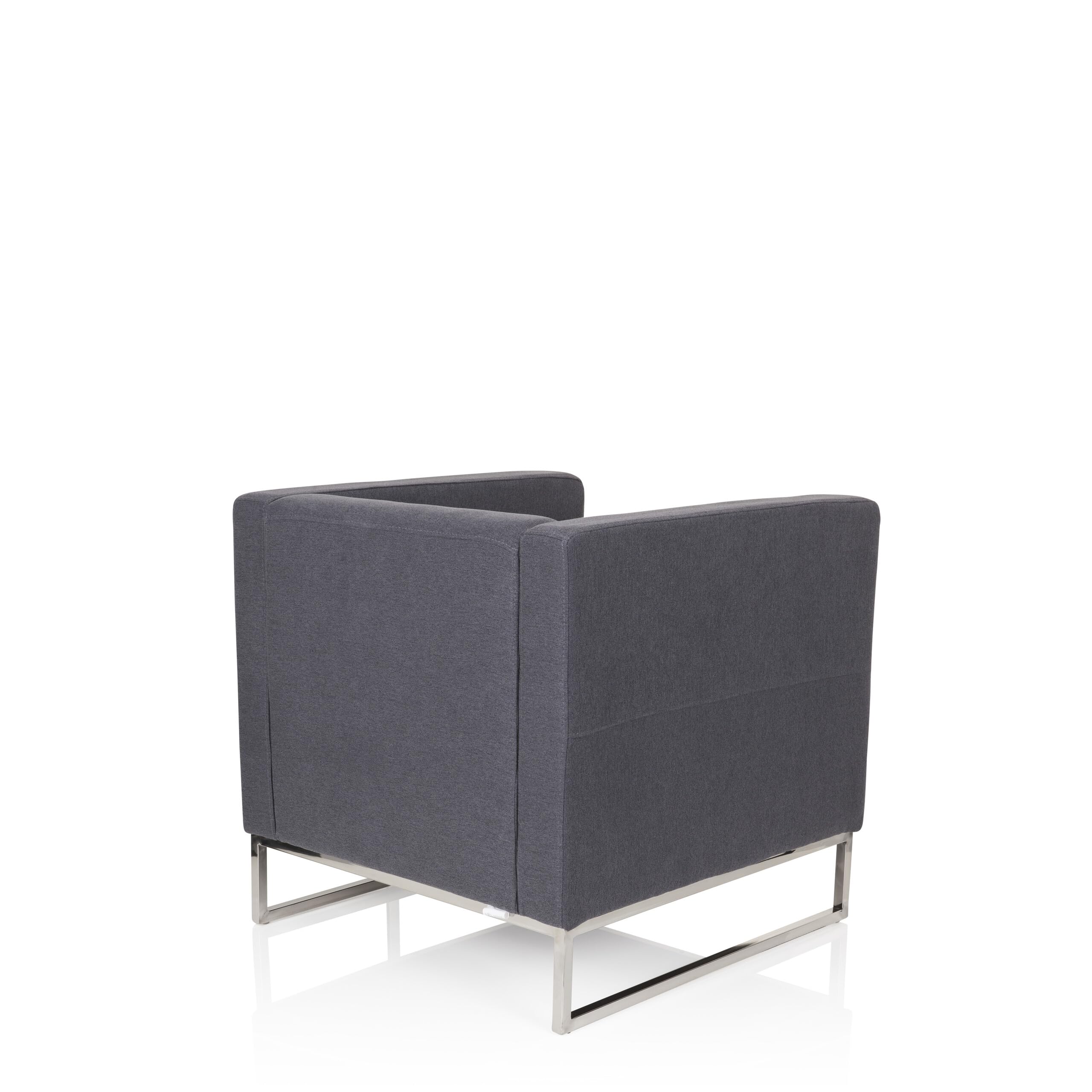 hjh OFFICE 713501 Lounge-Sessel Barbados Stoff Grau Moderner Cocktailsessel für höchsten Sitzkomfort