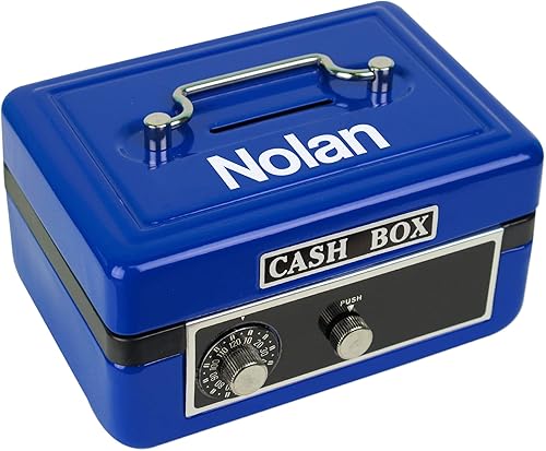 Caja de efectivo personalizada para niños con nombre (azul)