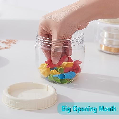 Miniatura 8 de Contenedores de almacenamiento con tapas, paquete de 6 recipientes de plástico transparente, tarros apilables y modulares, organizadores de piezas