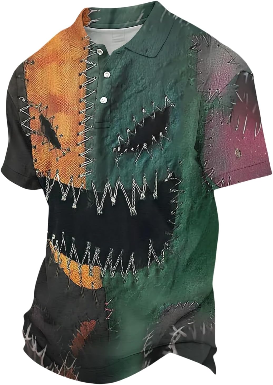 Halloween Polo Shirts for Men Pumpkin Ghost Print Funny Holiday Golf Shirt