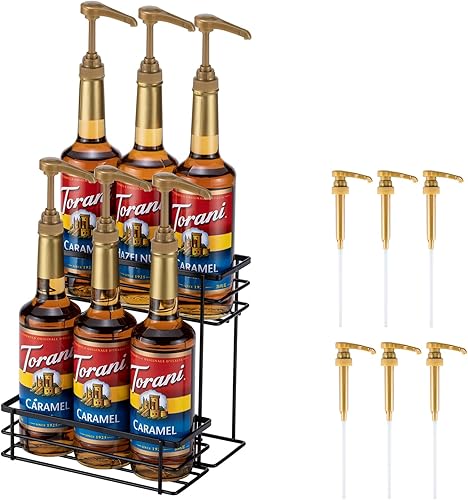 Miniatura 8 de Organizador de jarabe de café, (capacidad de 8 botellas), soporte para jarabe de café de 2 niveles para accesorios de barra de café, cocina,