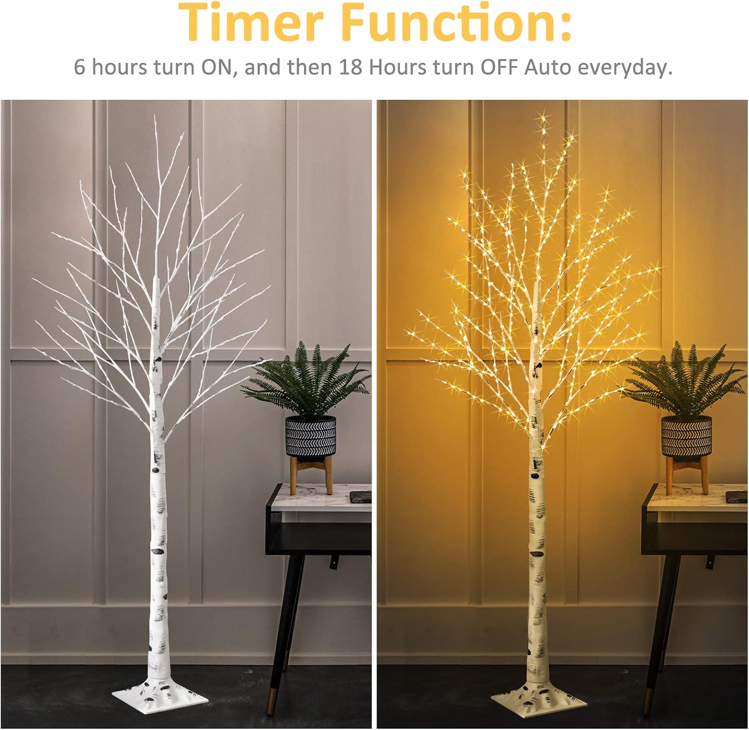 FastDeng 6FT Lighted Birch Tree - 440 Multicolor LED Christmas Tree Lights with Remote, 8 Modes Flashing Warm White Fairy Lights, Timer Function, Dimmable for Wedding Party Indoor Outdoor Decor