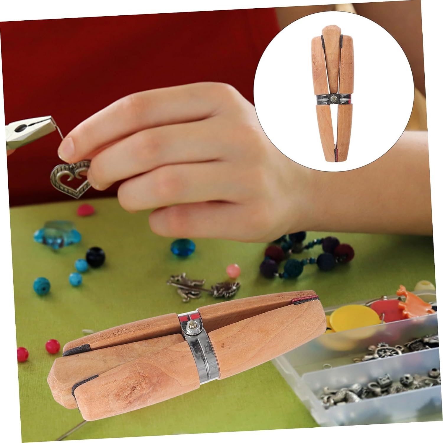 Lurrose 4pcs Ring Mandrel Pliers for Jewelry Making Ring Clamp Setting Clamp Engraving Repair Tool Wooden Jewelry Making Vise for Diy