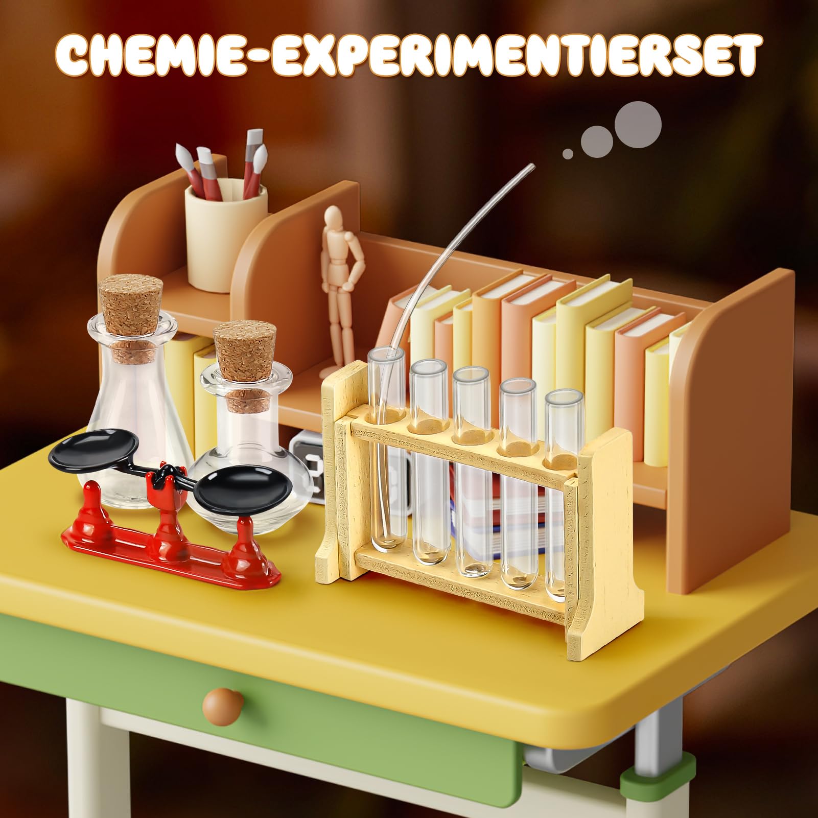 Odoria 1/12 Miniatur-Laborwaage Mit Reagenzglas - Perfekt Für Puppenhäuser