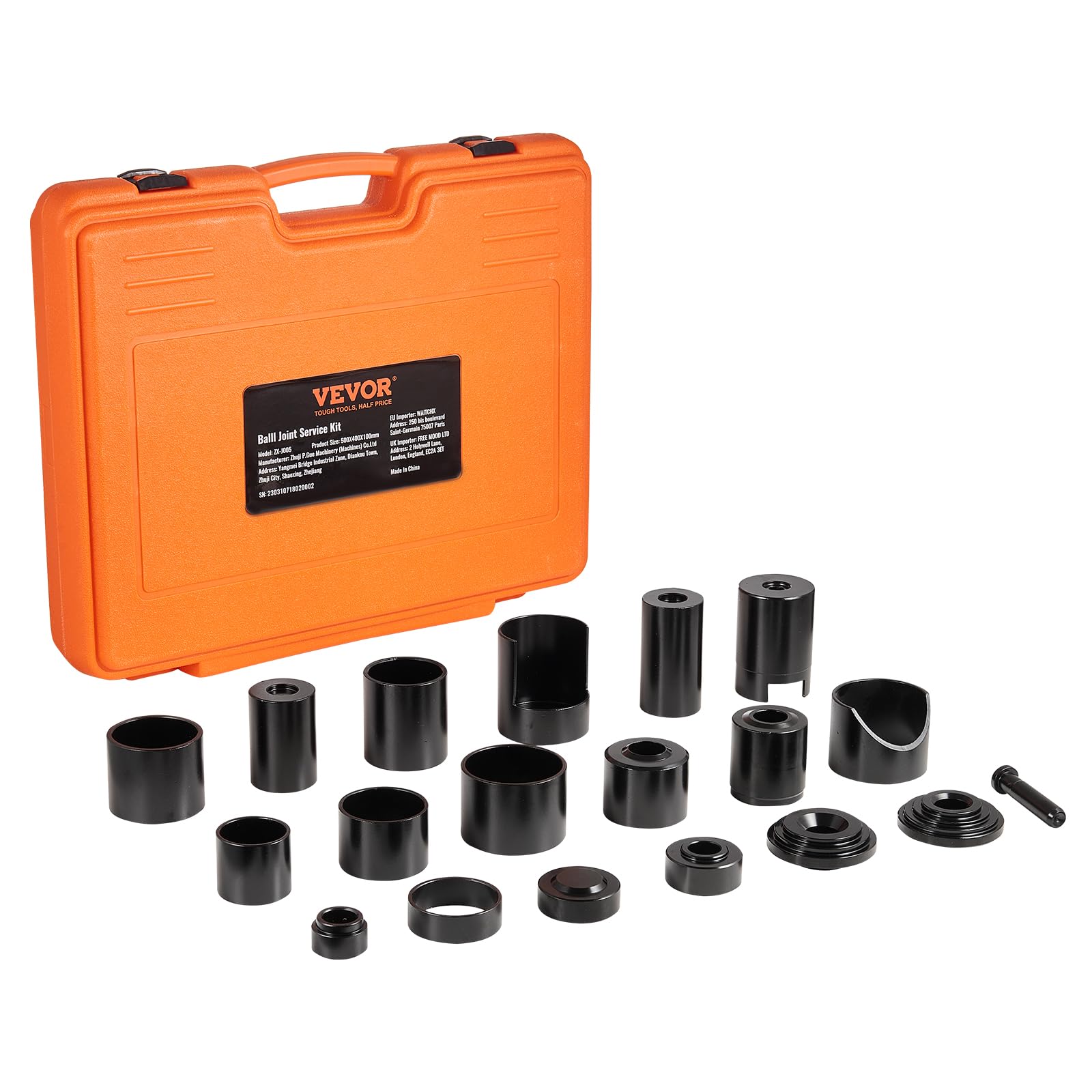 VEVOR - Extractor de rótulas de Acero con adaptadores de Varios tamaños, Kit de desmontaje y Montaje, Juntas de rótulas, Junta en U, Pasador de Anclaje de Freno para vehículos 2WD 4WD