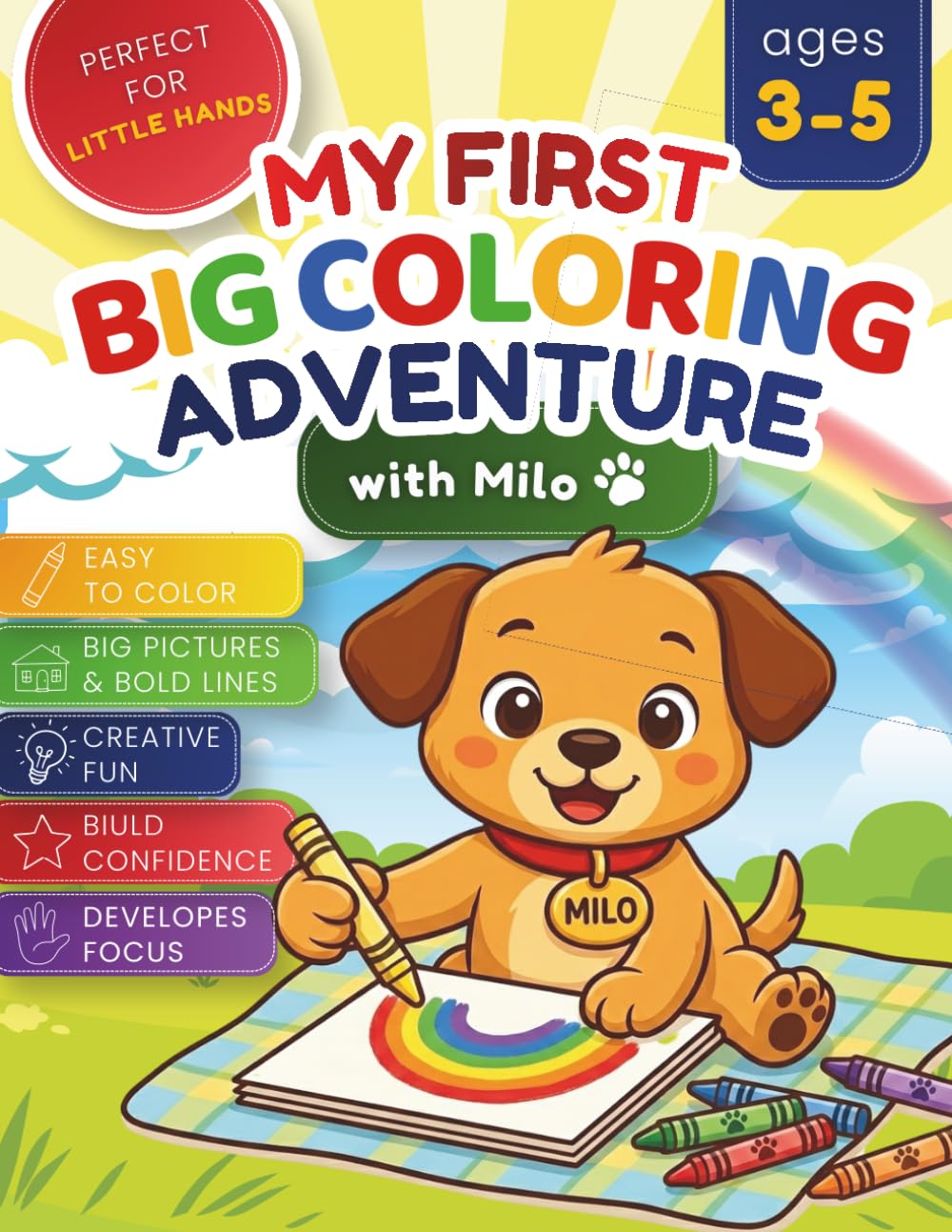 My First Big Coloring Adventure with Milo: Simple and Fun Coloring Book for Preschoolers Ages 3–5 | Big Simple Designs, Bold Thick Lines, Easy Coloring for Toddlers (Milo’s First Adventures)