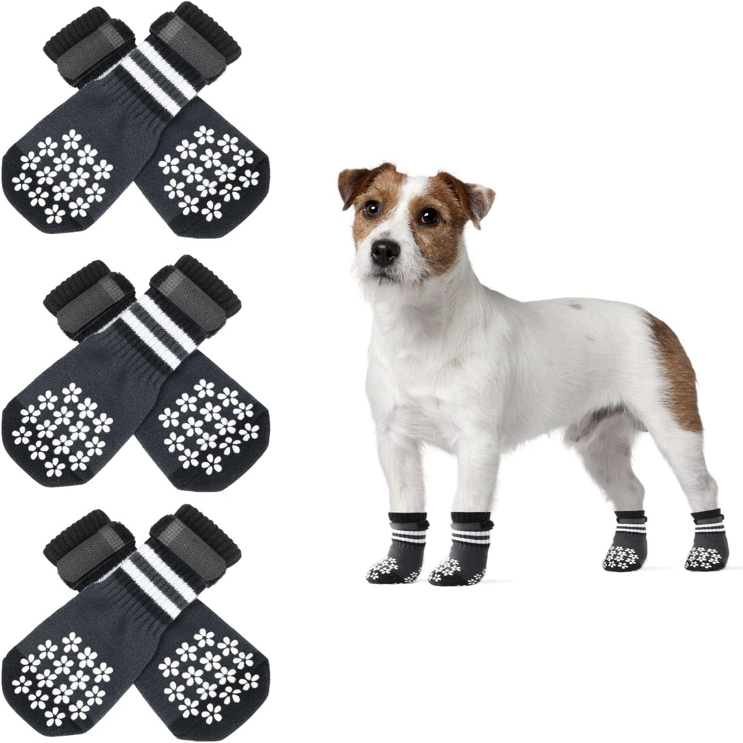 YUEPET Double Side Anti Slip Dog Socks for Hardwood Floors