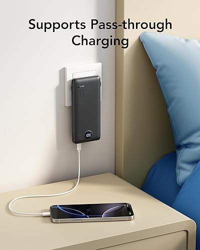 Miniatura 7 de VRURC Cargador portátil con enchufe de pared, cargador portátil delgado de 10,000 mAh, cables integrados, PD 20 W, cargador de energía de carga