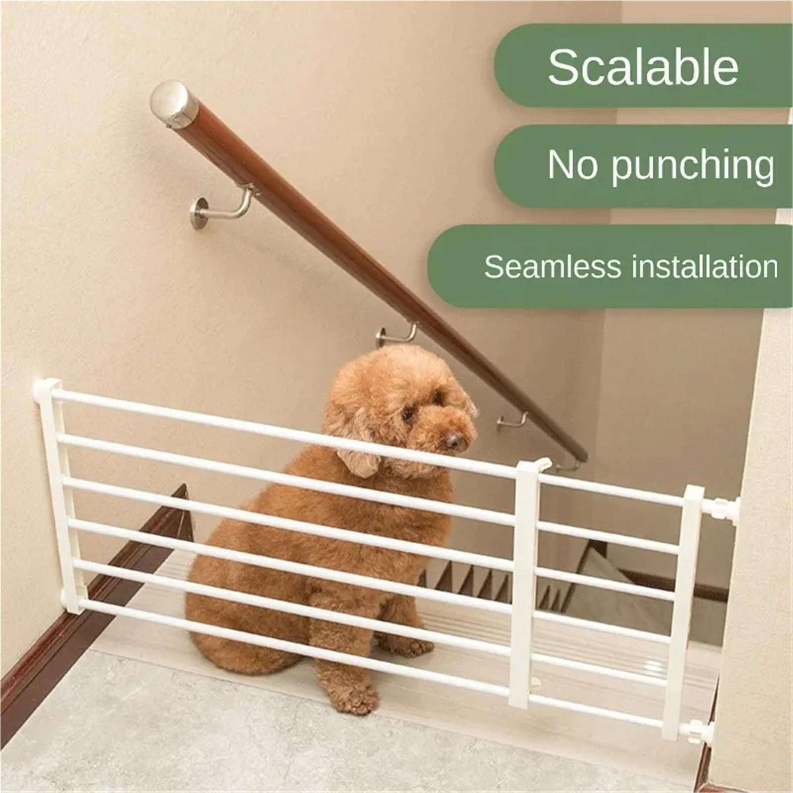 Pet Gate Fence Indoor Enclosure Suitable for Small and Medium Dogs to Prevent Them from Entering Rooms(H36cmW135cm White)