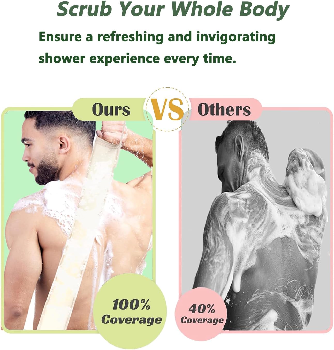 Natural Loofah Back Scrubbers for Use in Shower, Loofah Sponge Luffa Exfoliating Bath Strap, Body Scrubber for Shower Loofah for Men and Women to Clean Your Back Deeply 1 Pack