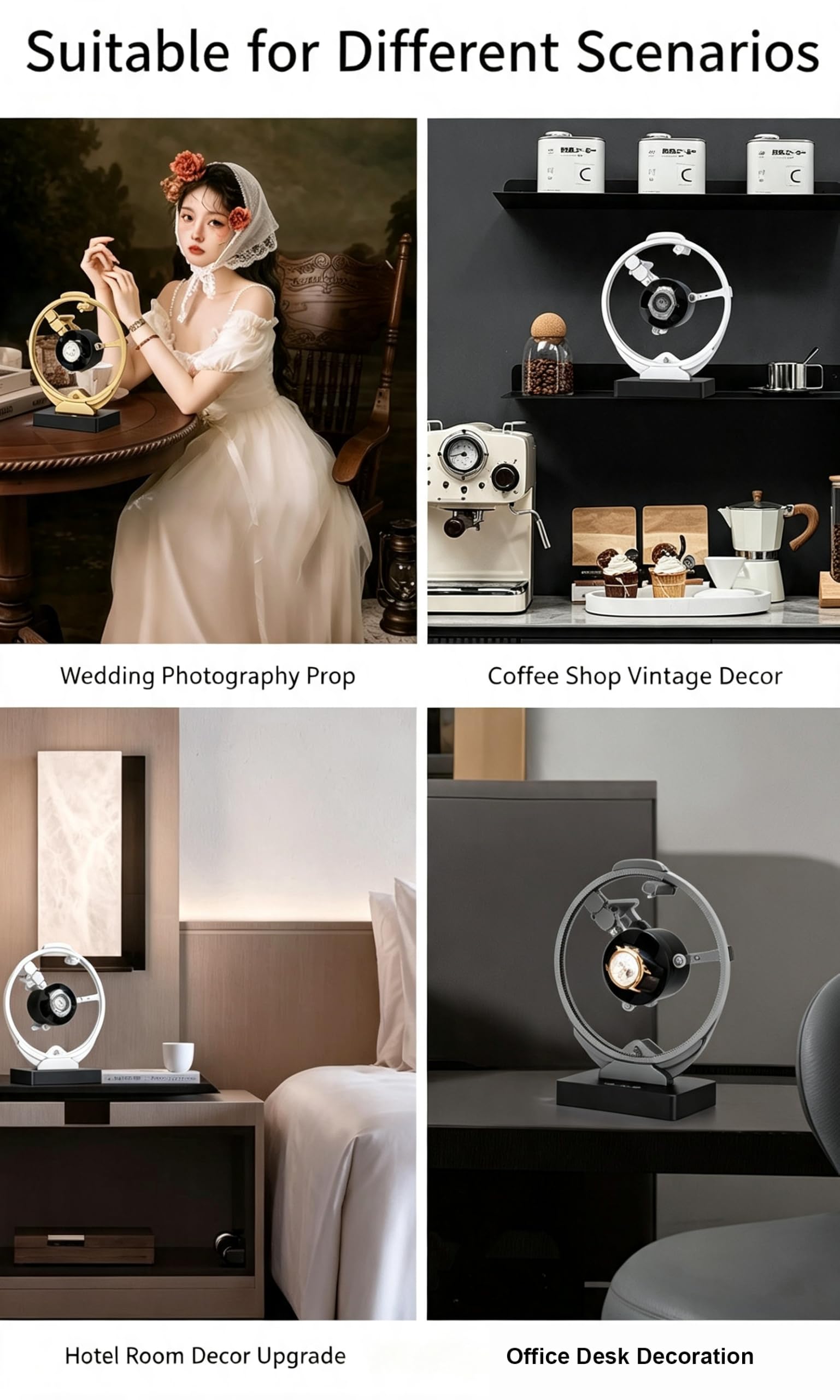 Automatische Uhrenwinder, Vorwärts-und Rückdrehung C | Aluminium Einzeluhren, leiser Motor, Timing-Funktion, Umgebungsbeleuchtung, für Zuhause/Studios/Cafés/Hotels