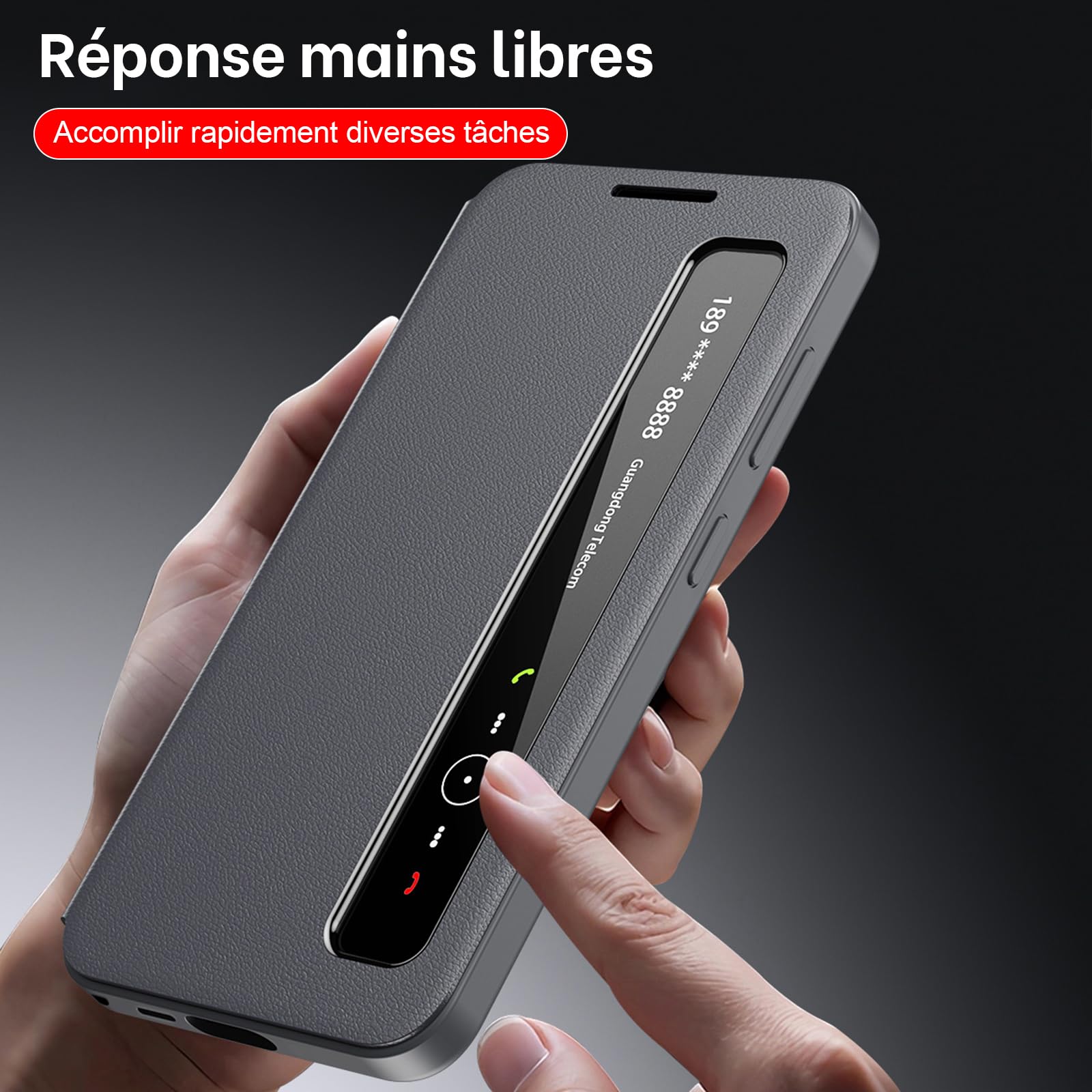 Cover per Samsung Galaxy S26 Ultra 5G con aletta con finestra trasparente View, in pelle PU premium, protezione completa antiurto e antigraffio, custodia elegante (grigio)