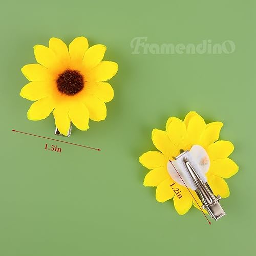 Miniatura 2 de Framendino, Paquete de 12 clips de flores de margaritas amarillas para decoración de bodas