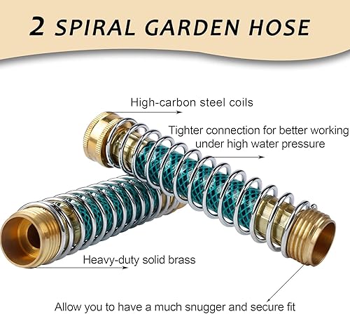 Miniatura 3 de Triumpeek Divisor de manguera de latón de 2 vías de 34 pulgadas, conector de manguera de jardín de latón de 2 vías con 2 protectores de resorte en