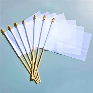ZXvZYT 50 Pack Solid White Blank Flag Small Mini Plain White Color Flags On Stick، DIY Marking Decoration Supplies، School، Sports Club، Party Events Celebration