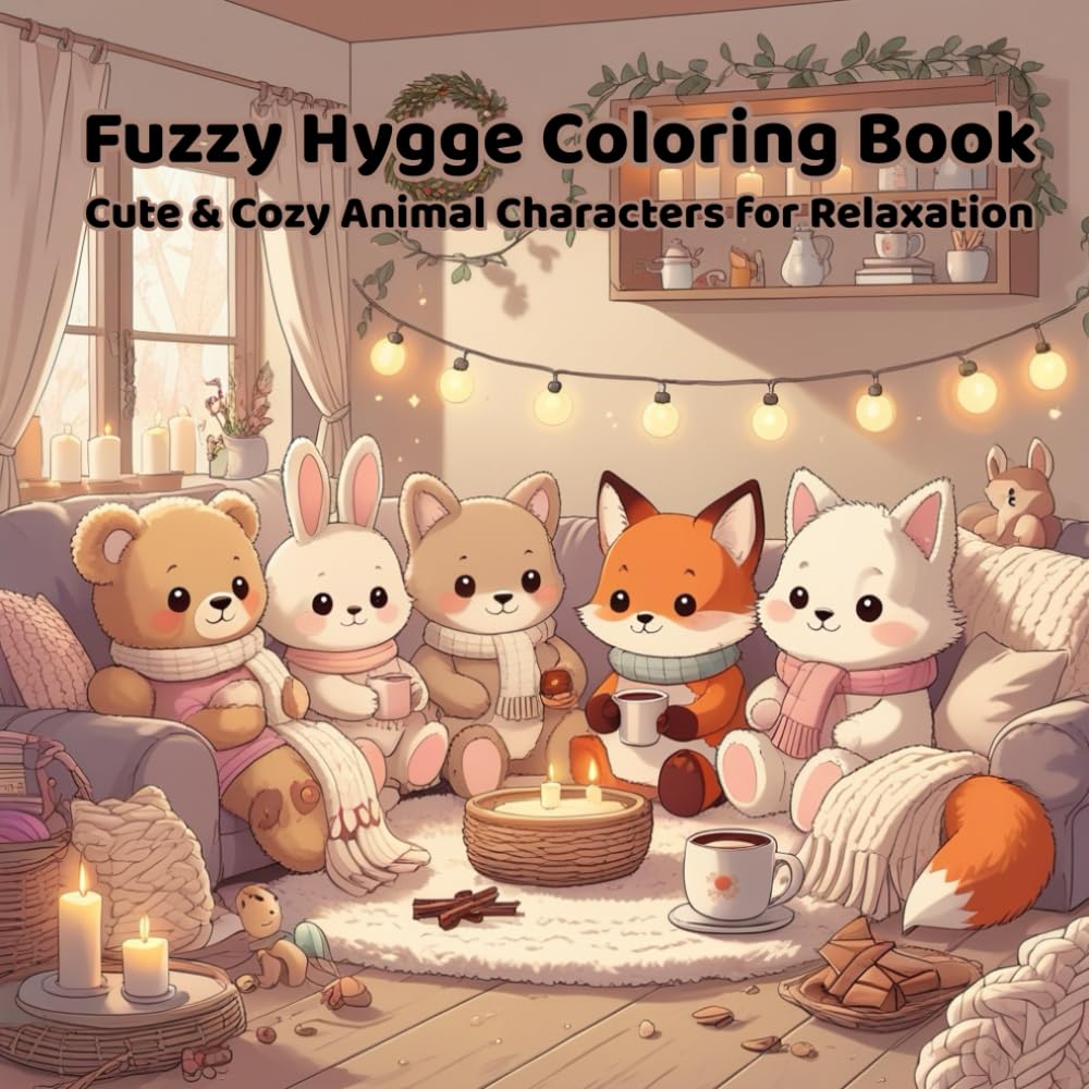 Fuzzy Hygge Coloring Book: Cute & Cozy Animal Characters for Relaxation, Stress Relief, and Mindful Coloring for Adults & Teens