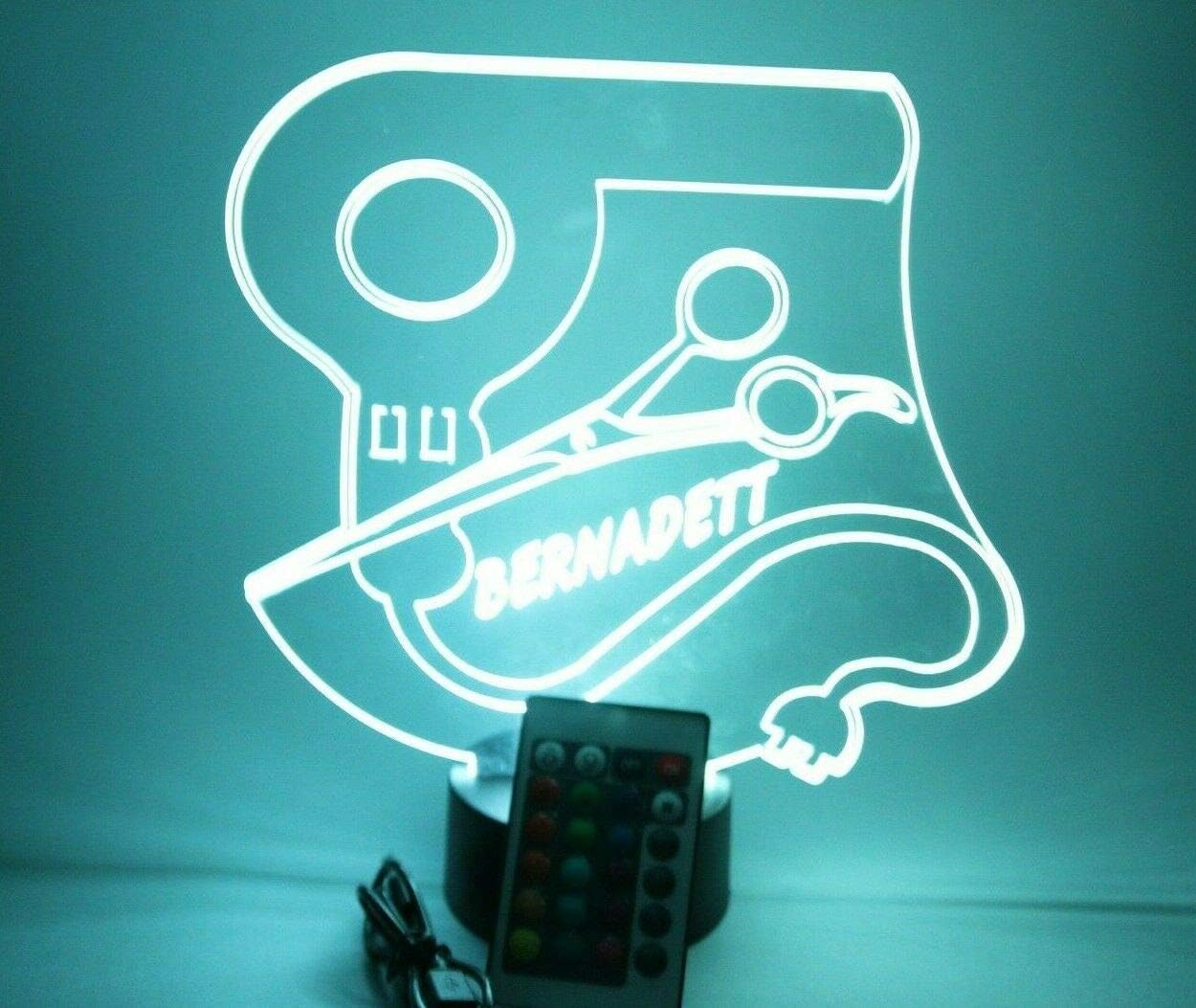 MIRROR MANIA Blow Dryer & Scissors Night Light Up LED Personalized Hair Stylist Dresser Cut Beauty Salon Engraved Table Lamp, It's Wow, with Remote, 16 Color Options, Free Engraved, Great Gift