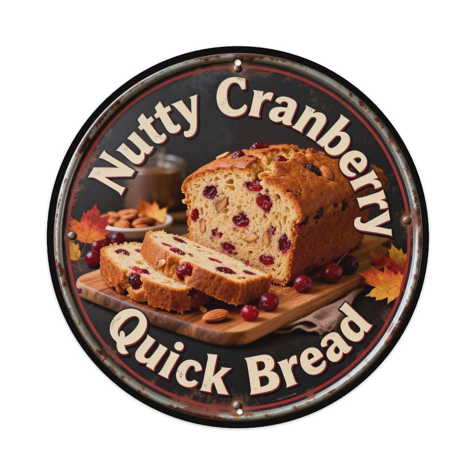 Nutty Cranberry Quick Bread Metal Tin Sign Plaque
