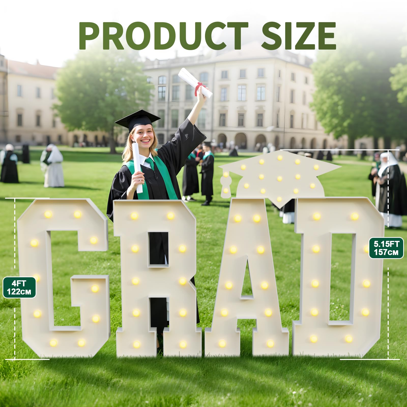 Grad 26 Letters Snapklik.com : Graduation Decorations 2026, 4FT GRAD Light Up Letters ...
