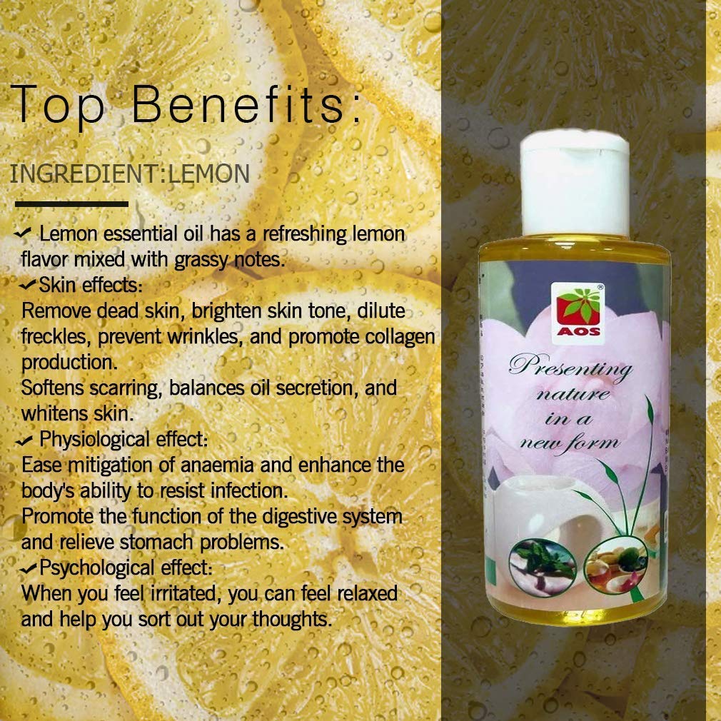 AOS Products 100% Pure Lemon Oil -(6.76 OZ) - Cold pressed - lemon essential oil for skin